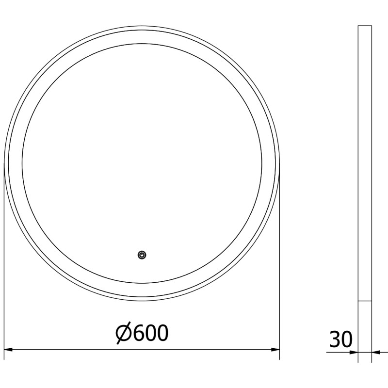 Mexen Esso podsvícené koupelnové zrcadlo, kulaté 60 cm, LED 6000K, protizamlžování, černý rám - 9825-060-060-611-70