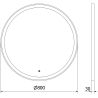 Mexen Esso koupelnové zrcadlo s podsvícením, kulaté 80 cm, LED 6000K, antipára, černý rám - 9825-080-080-611-70