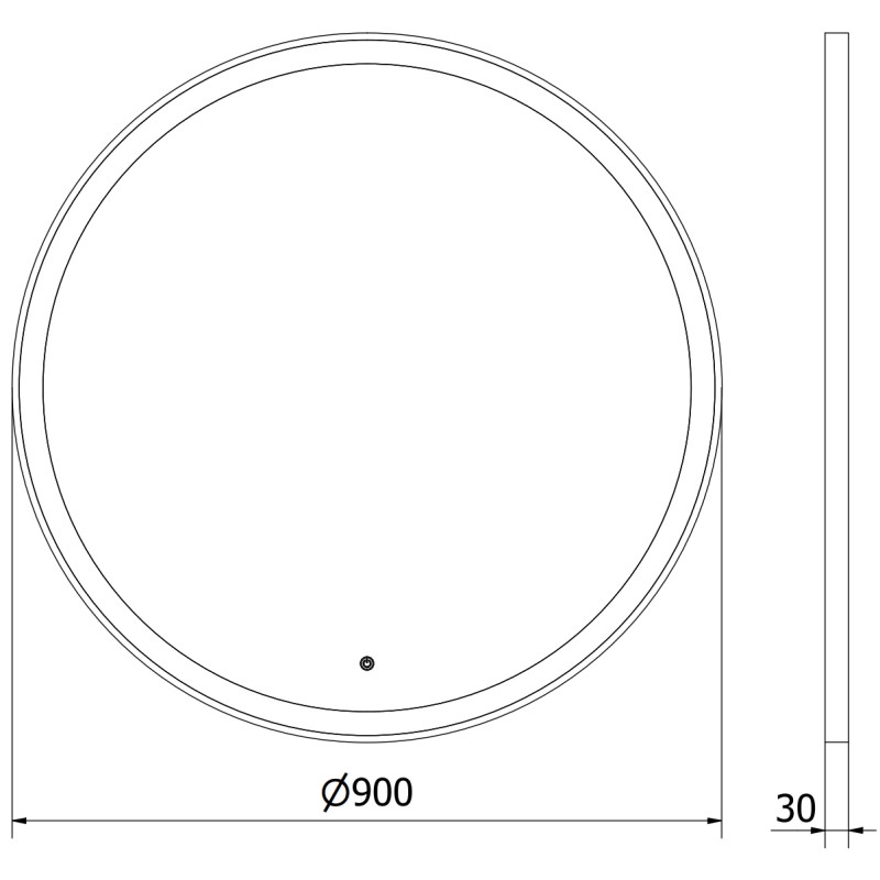 Mexen Esso kulaté koupelnové osvětlené zrcadlo, 90 cm, LED 6000K, anti-pára, černý rám - 9825-090-090-611-70