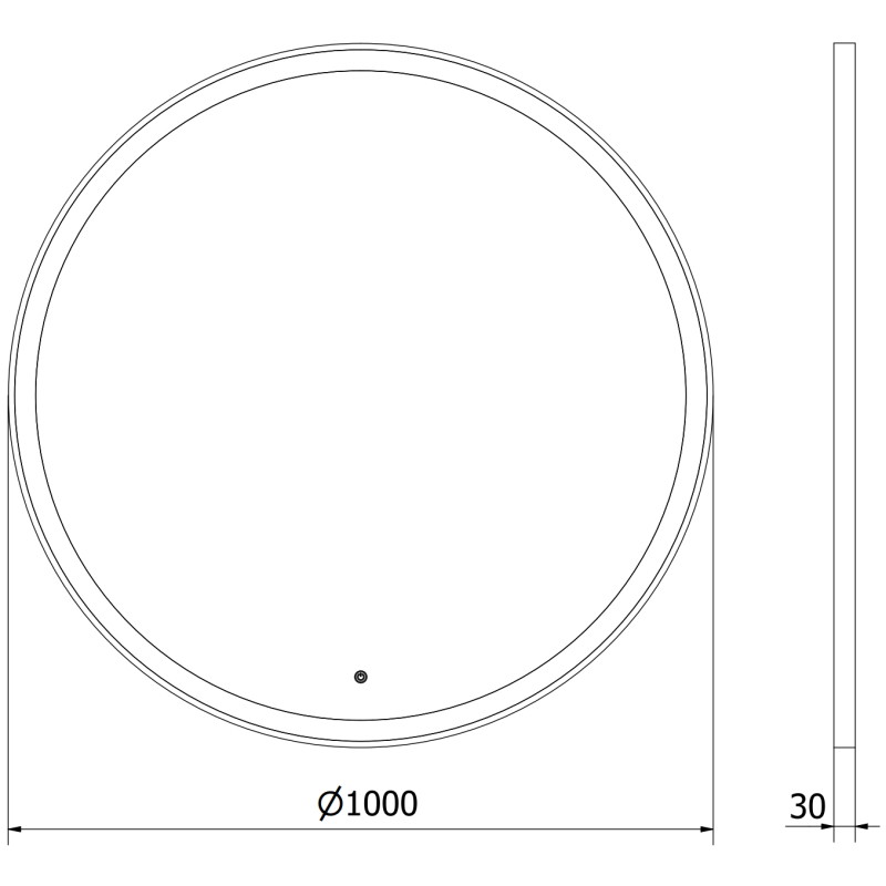 Mexen Esso koupelnové zrcadlo podsvícené, kulaté 100 cm, LED 6000K, anti-pára, černý rám - 9825-100-100-611-70
