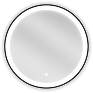 Mexen Esso kulaté koupelnové zrcadlo s osvětlením, průměr 60 cm, LED 6000K, antizahmlévání, černý rám - 9825-060-060-611-70