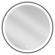 Mexen Esso kulaté koupelnové zrcadlo s podsvícením, 80 cm, LED 6000K, proti zamlžení, černý rám - 9825-080-080-611-70