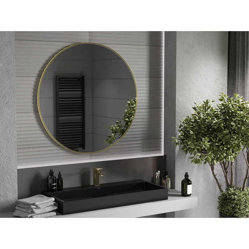 Mexen Loft kulaté koupelnové zrcadlo 100 cm, zlatý rám - 9850-100-100-000-50