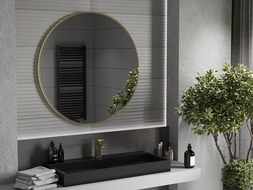 Mexen Loft kulaté koupelnové zrcadlo 100 cm, zlatý rám - 9850-100-100-000-50