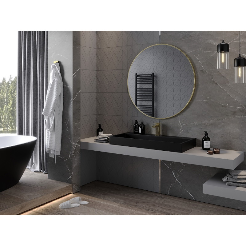Mexen Loft Kulaté koupelnové zrcadlo 100 cm, rám v kartáčovaném zlatém provedení - 9850-100-100-000-50