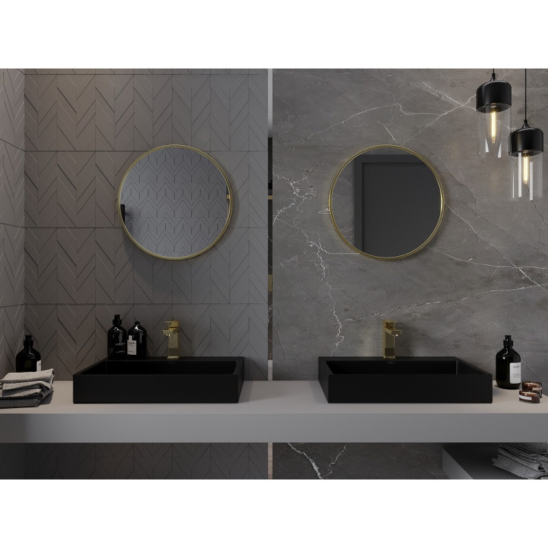 Mexen Loft Kulaté koupelnové zrcadlo 45 cm, rám v broušeném zlatém provedení - 9850-045-045-000-50