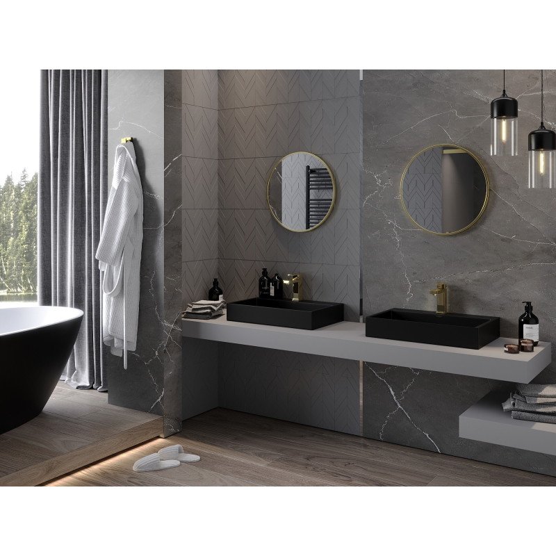 Mexen Loft Kulaté koupelnové zrcadlo 45 cm, rám v broušeném zlatém provedení - 9850-045-045-000-50