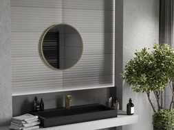 Mexen Loft Kulaté koupelnové zrcadlo 65 cm, rám v kartáčovaném zlatém provedení - 9850-065-065-000-50