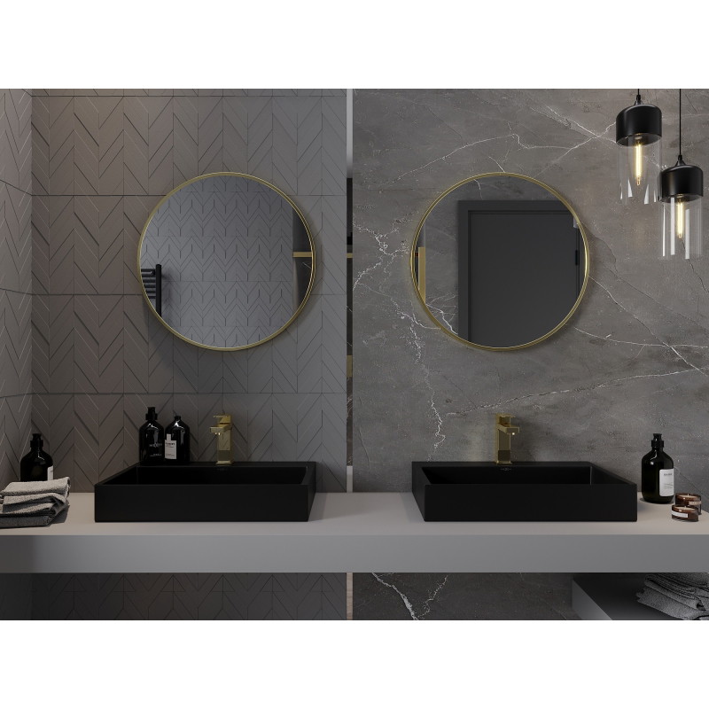 Mexen Loft kulaté koupelnové zrcadlo 65 cm, zlatý rám - 9850-065-065-000-50
