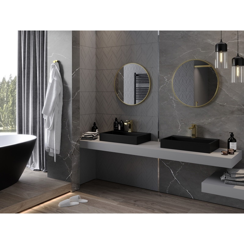 Mexen Loft kulaté koupelnové zrcadlo 65 cm, zlatý rám - 9850-065-065-000-50