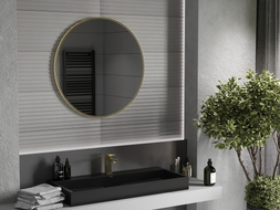 Mexen Loft kulaté koupelnové zrcadlo 85 cm, zlatý rám - 9850-085-085-000-50