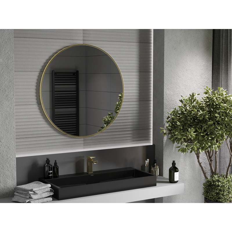 Mexen Loft kruhové koupelnové zrcadlo 90 cm, zlatý rám - 9850-090-090-000-50
