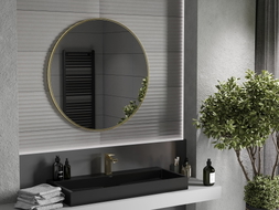 Mexen Loft kruhové koupelnové zrcadlo 90 cm, zlatý rám - 9850-090-090-000-50