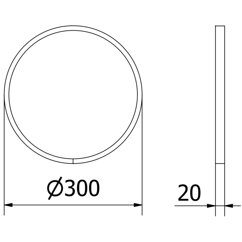 Mexen Loft kulaté koupelnové zrcadlo 30 cm, rám z nerezové oceli - 9850-030-030-000-10