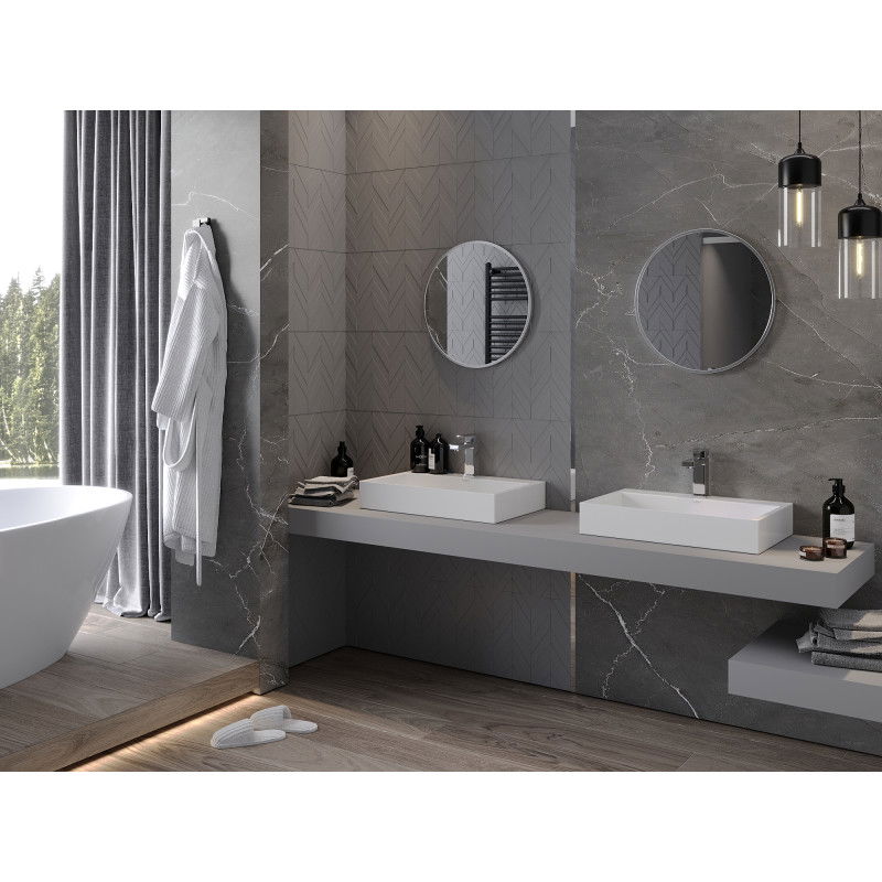 Mexen Loft kulaté koupelnové zrcadlo 50 cm, rám inox - 9850-050-050-000-10