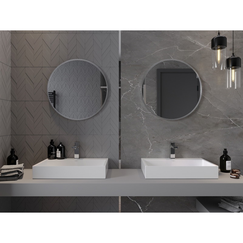 Mexen Loft kulaté koupelnové zrcadlo 60 cm, rám inox - 9850-060-060-000-10