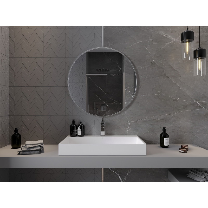 Mexen Loft kulaté koupelnové zrcadlo 80 cm, rám z nerezové oceli - 9850-080-080-000-10