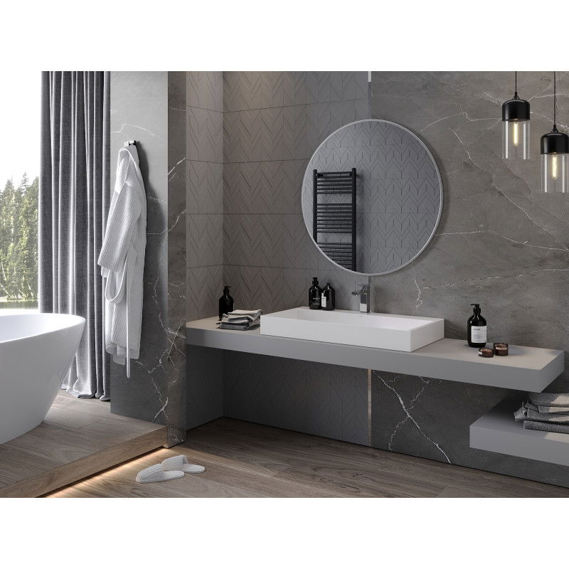 Mexen Loft kulaté koupelnové zrcadlo 90 cm, rám inox - 9850-090-090-000-10