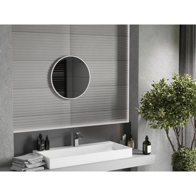 Mexen Loft kulaté koupelnové zrcadlo 30 cm, bílý rám - 9850-030-030-000-20