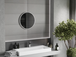 Mexen Loft kulaté koupelnové zrcadlo 30 cm, bílý rám - 9850-030-030-000-20