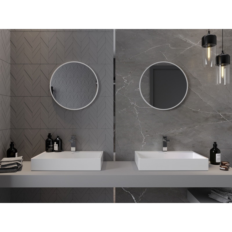 Mexen Loft kulaté koupelnové zrcadlo 30 cm, bílý rám - 9850-030-030-000-20