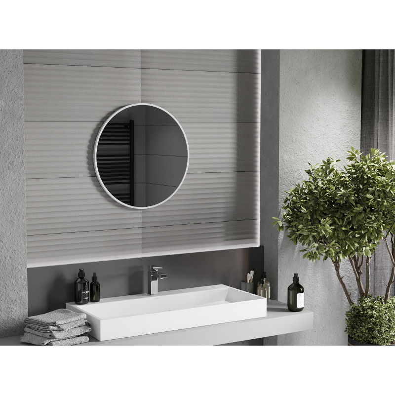 Mexen Loft kulaté koupelnové zrcadlo 60 cm, bílý rám - 9850-060-060-000-20