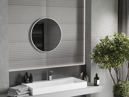 Mexen Loft kulaté koupelnové zrcadlo 60 cm, bílý rám - 9850-060-060-000-20