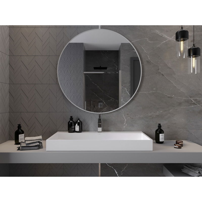 Mexen Loft kulaté koupelnové zrcadlo 100 cm, bílý rám - 9850-100-100-000-20