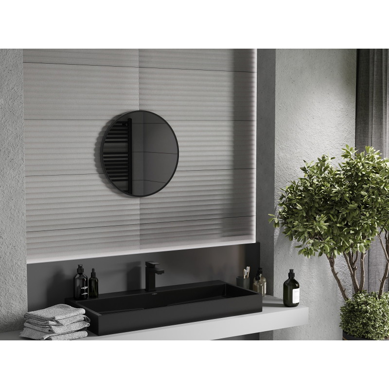 Mexen Loft kulaté koupelnové zrcadlo 30 cm, černý rámeček - 9850-030-030-000-70