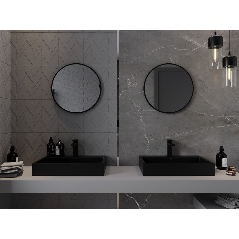 Mexen Loft kulaté koupelnové zrcadlo 30 cm, černý rámeček - 9850-030-030-000-70