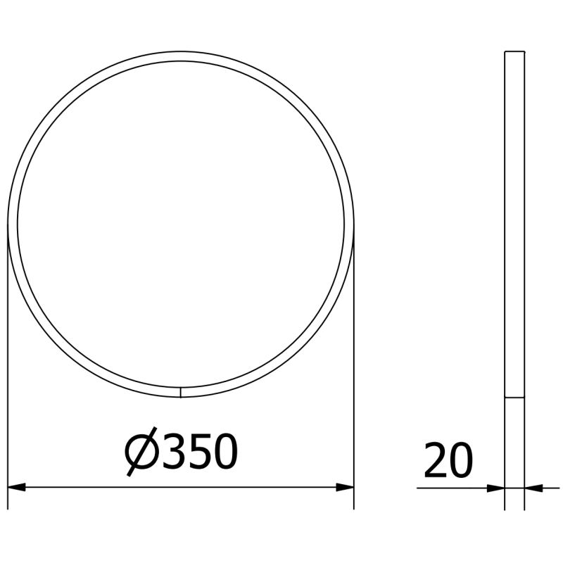 Mexen Loft kulaté koupelnové zrcadlo 35 cm, černý rám - 9850-035-035-000-70