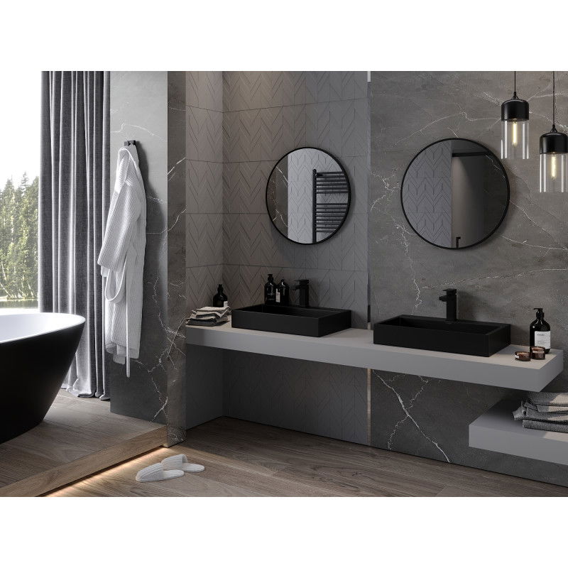 Mexen Loft kulaté koupelnové zrcadlo 60 cm, černý rám - 9850-060-060-000-70