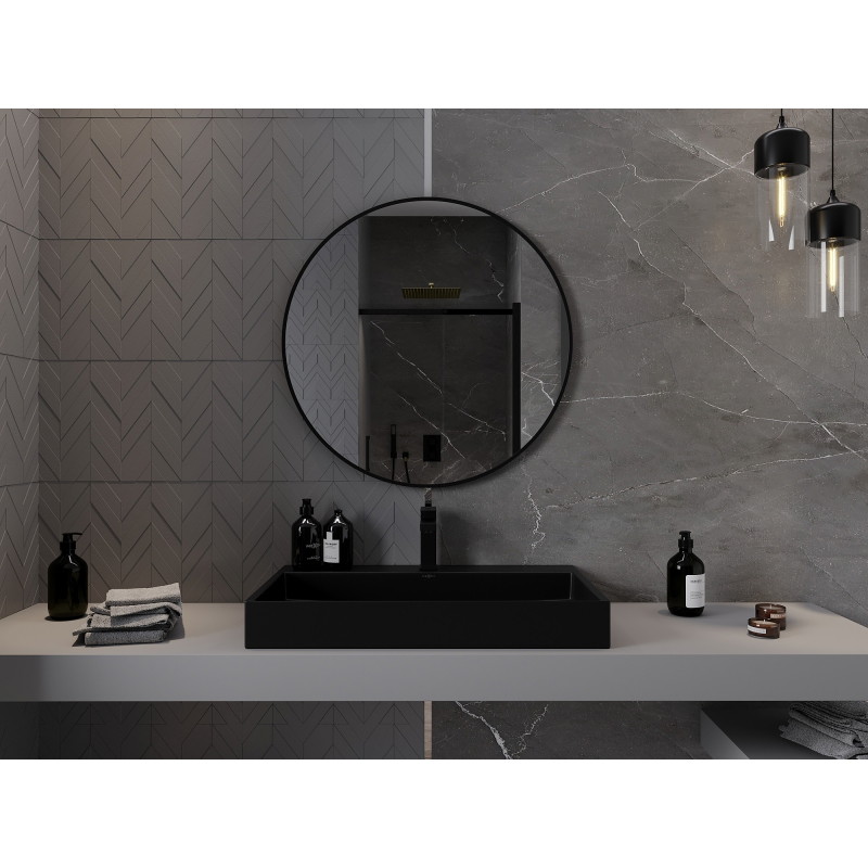 Mexen Loft kulaté koupelnové zrcadlo 80 cm, černý rám - 9850-080-080-000-70
