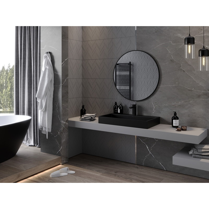 Mexen Loft koupelnové zrcadlo kulaté 85 cm, černý rám - 9850-085-085-000-70