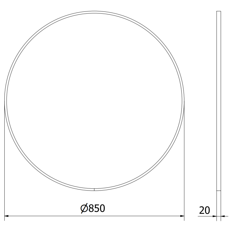 Mexen Loft kulaté zrcadlo do koupelny 85 cm, černý rám - 9850-085-085-000-70