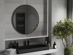 Mexen Loft koupelnové kulaté zrcadlo 90 cm, černý rám - 9850-090-090-000-70