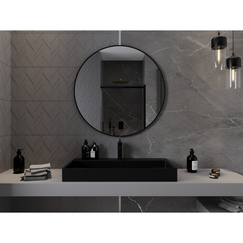 Mexen Loft kulaté koupelnové zrcadlo 90 cm, černý rám - 9850-090-090-000-70