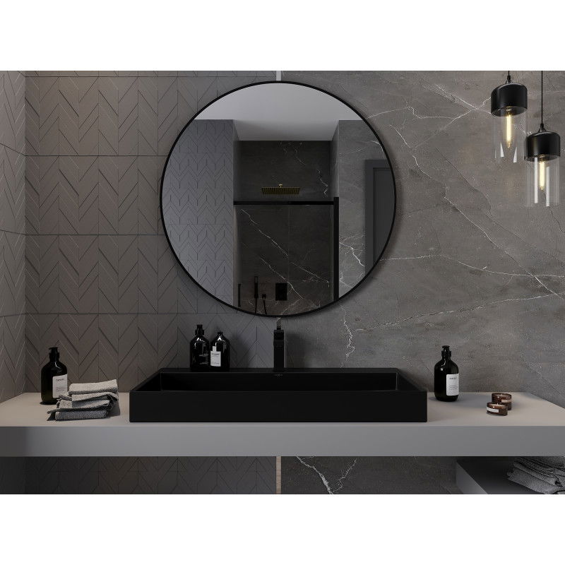 Mexen Loft kulaté koupelnové zrcadlo 100 cm, černý rám - 9850-100-100-000-70