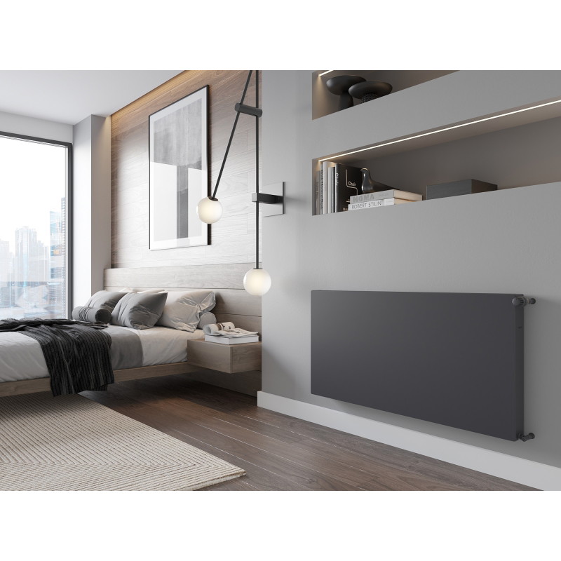 Mexen CF21 Plochý deskový radiátor 500 x 500 mm, boční připojení, 504 W, antracit - W421F-050-050-66