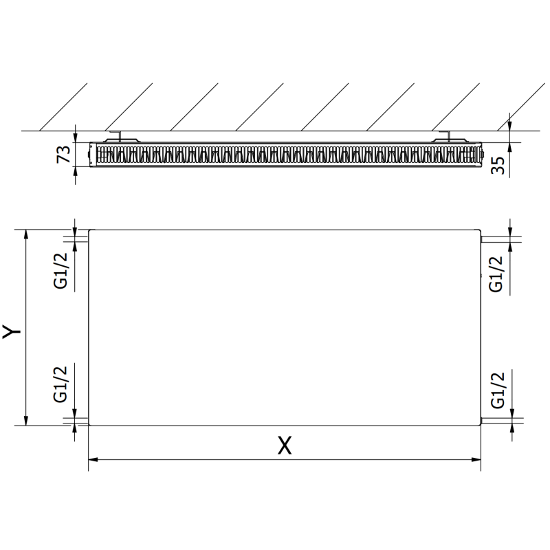 Mexen Flat CF21 deskový radiátor 600 x 1100 mm, boční připojení, 1331 W, antracit - W421F-060-110-66