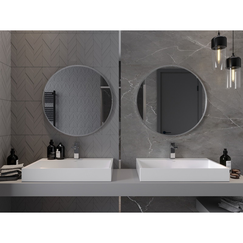 Mexen Loft kulaté koupelnové zrcadlo 70 cm, rám inox - 9850-070-070-000-10