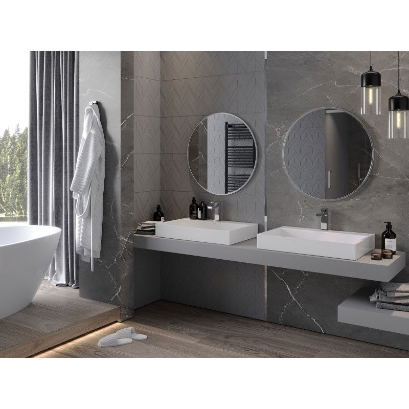 Mexen Loft zrcadlo koupelnové kulaté 70 cm, rám inox - 9850-070-070-000-10