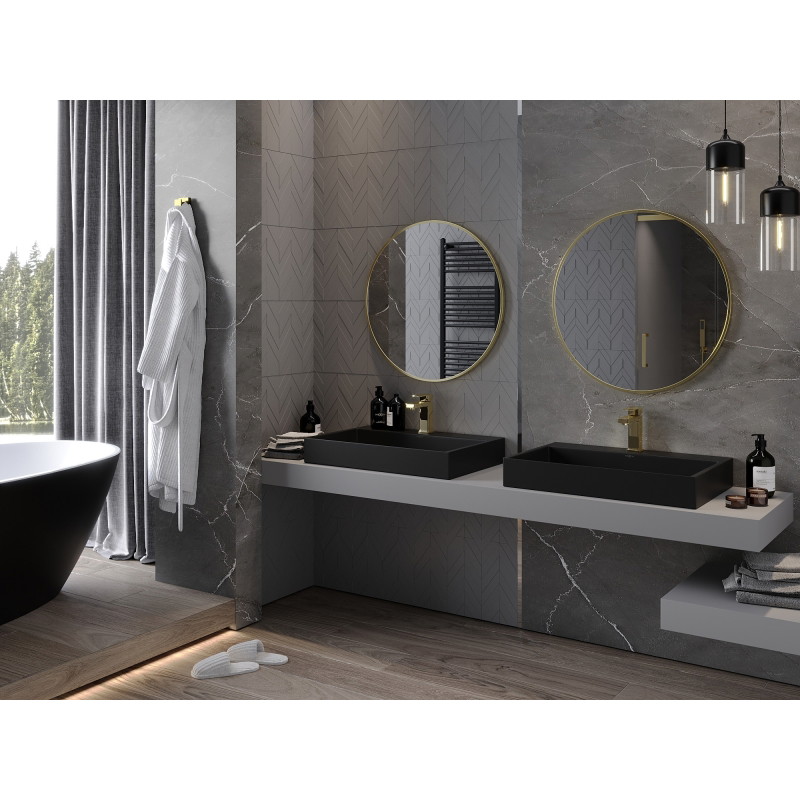 Mexen Loft Koupelnové kulaté zrcadlo 75 cm, rám v barvě kartáčovaného zlata - 9850-075-075-000-50