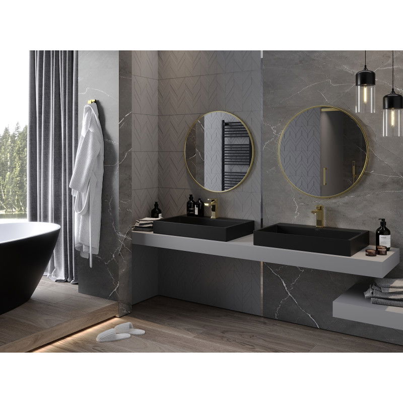 Mexen Loft kulaté koupelnové zrcadlo 75 cm, zlatý rám - 9850-075-075-000-50