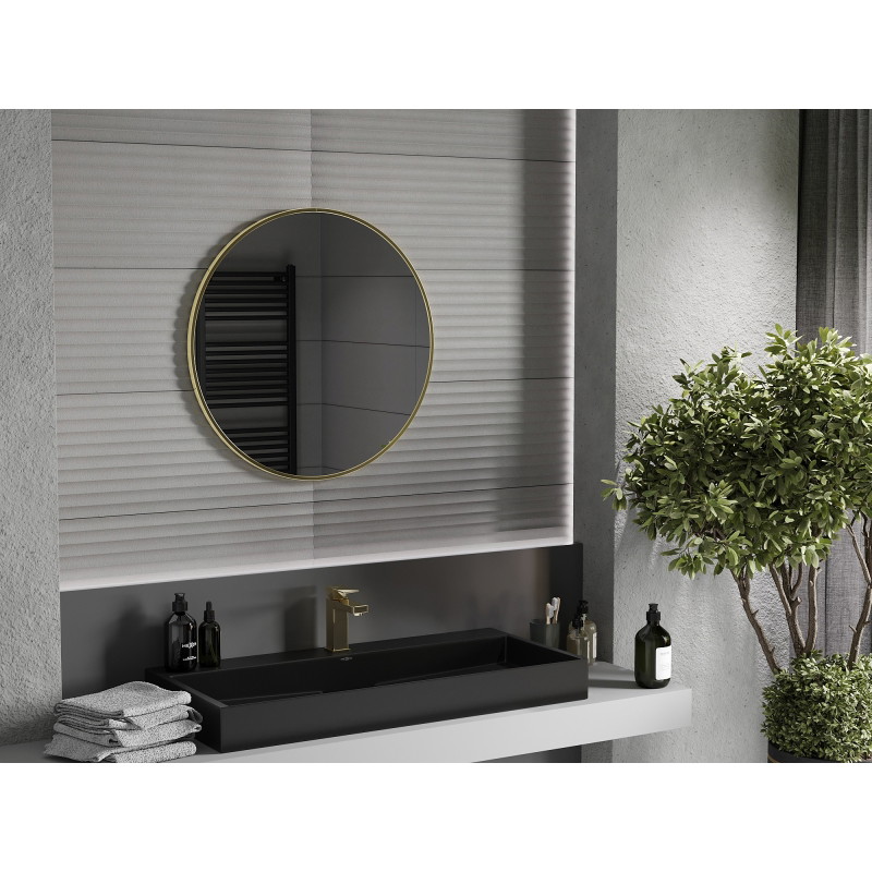 Mexen Loft Kulaté koupelnové zrcadlo 70 cm, rám v kartáčovaném zlatém provedení - 9850-070-070-000-50