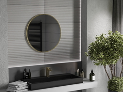 Mexen Loft Kulaté koupelnové zrcadlo 70 cm, rám v kartáčovaném zlatém provedení - 9850-070-070-000-50