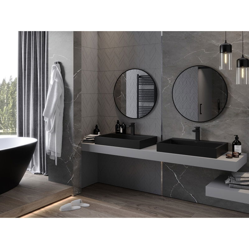 Mexen Loft kulaté koupelnové zrcadlo 70 cm, černý rám - 9850-070-070-000-70