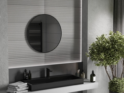 Mexen Loft kulaté koupelnové zrcadlo 75 cm, černý rám - 9850-075-075-000-70