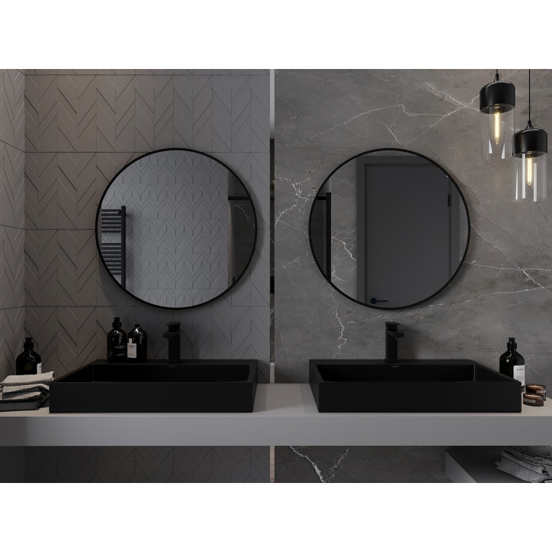 Mexen Loft kulaté koupelnové zrcadlo 75 cm, černý rám - 9850-075-075-000-70