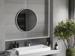 Mexen Loft koupelnové zrcadlo kulaté 70 cm, bílý rám - 9850-070-070-000-20